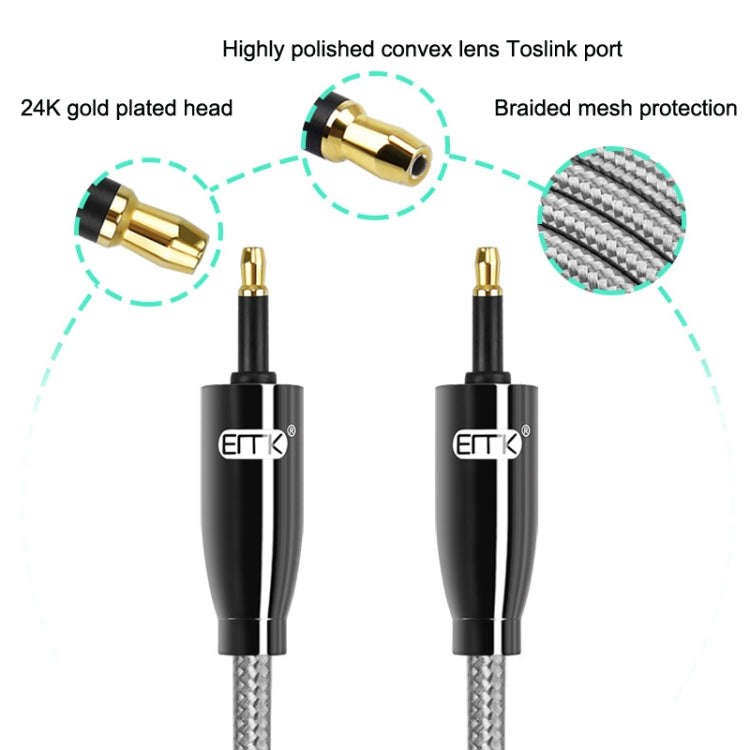 EMK QH4.0 Mini Toslink 3.5mm Interfaz SPDIF Audio Fibra Óptica, Longitud:, 1m, 1.5m, 2m, 3m, 5m, 8m, 10m, 15m