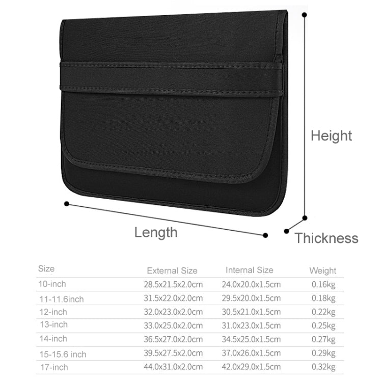 Bolso de neopreno con forro para computadora portátil Bolso de embrague con solapa de sección horizontal, 12 Inch, 13 Inch, 14 Inch, 15 Inch, 17 Inch, 10 Inch