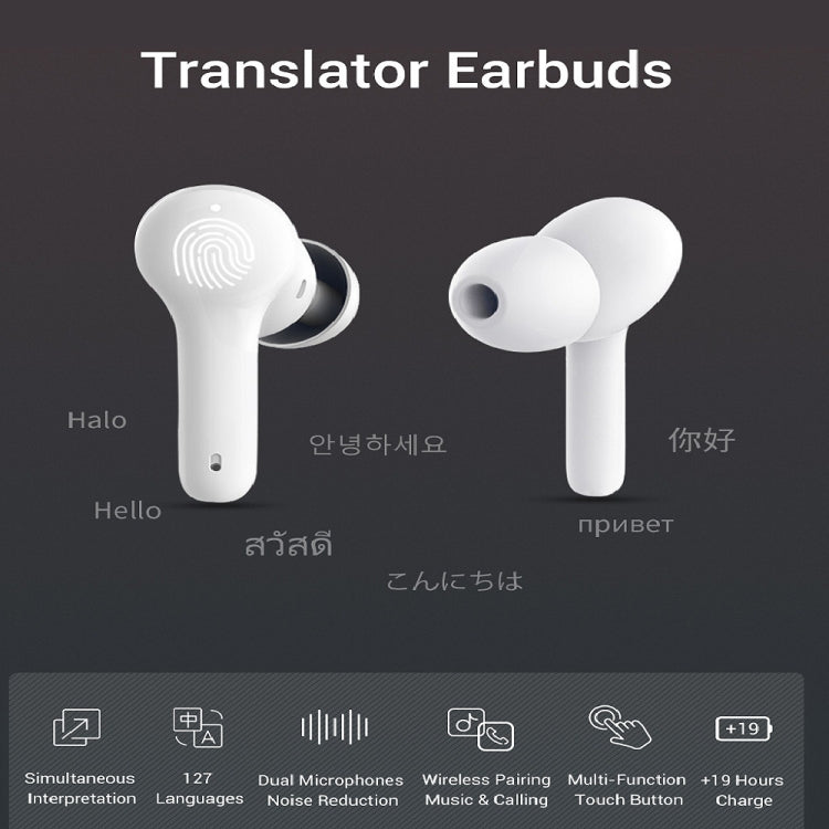 M6 traducción mutua multipaís inteligente Bluetooth traducción auricular compatible con 127 idiomas, M6 White