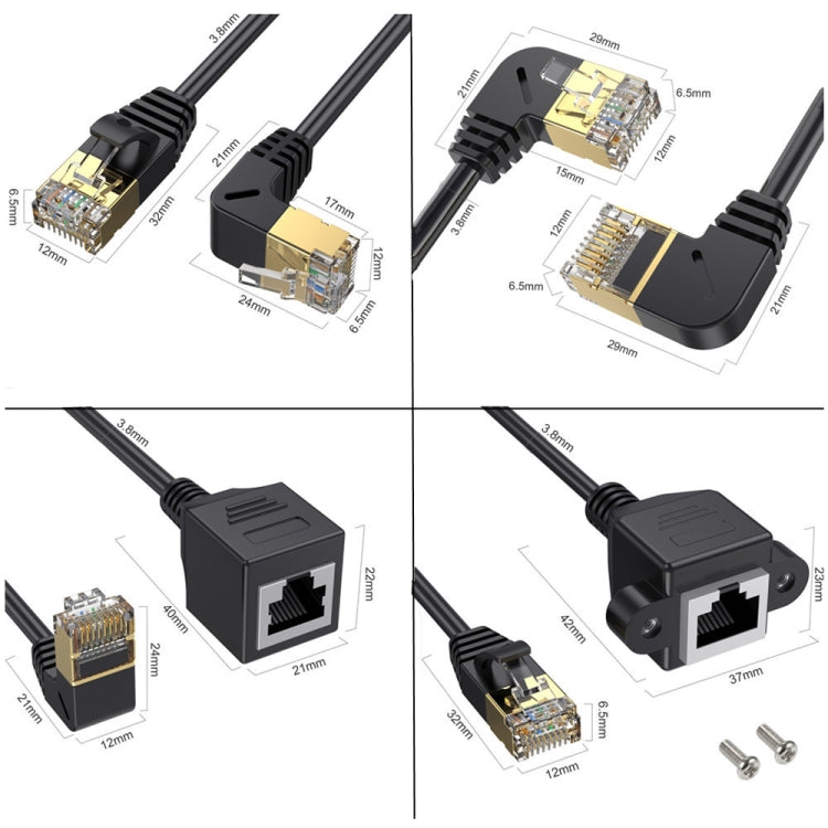 Cat 8 10G transmisión RJ45 macho a hembra cable de extensión de cable de red informática, Straight Head 0.3m, Straight Head 0.6m, Straight Head 1m, Straight Head 1.5m, Up Bend 0.5m, Down Bend 0.5m, Left Bend 0.5m, Right Bend 0.5m