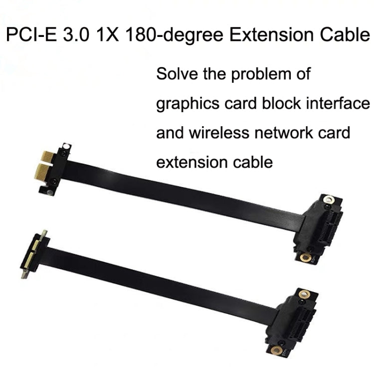 PCI-E 3.0 1X Tarjeta gráfica de 180 grados Adaptador de tarjeta de red inalámbrica Cable de extensión de bloque, longitud:, 10cm, 15cm, 20cm, 25cm, 30cm, 40cm, 50cm