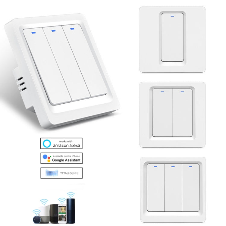 Tuya ZigBee Smart Single-fire Zero-fire Sharing Switch Control de teléfono Panel de voz Enchufe de la UE, especificaciones:, 1 Button, 2 Buttons, 3 Buttons