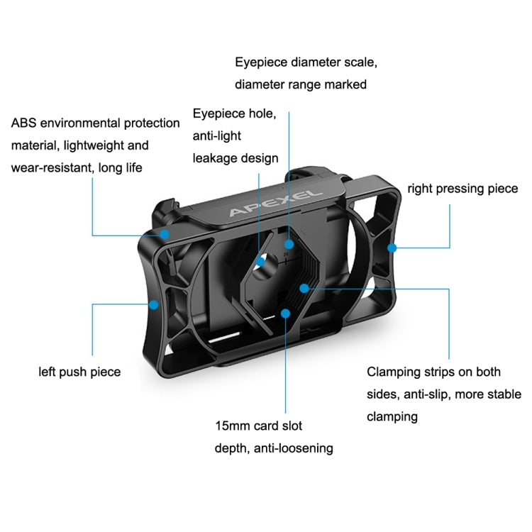 APEXEL APL-F002 Dual Monocular Bird Watching Cámara Universal Ocular Conector Teléfono Accesorios, APL-F002