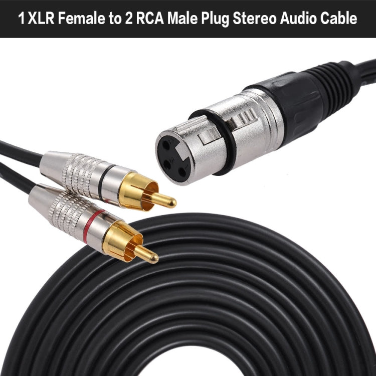Cable de audio estéreo XLR hembra a 2RCA macho, longitud:, 0.5m, 1m, 1.5m, 2m, 3m, 5m, 8m, 10m