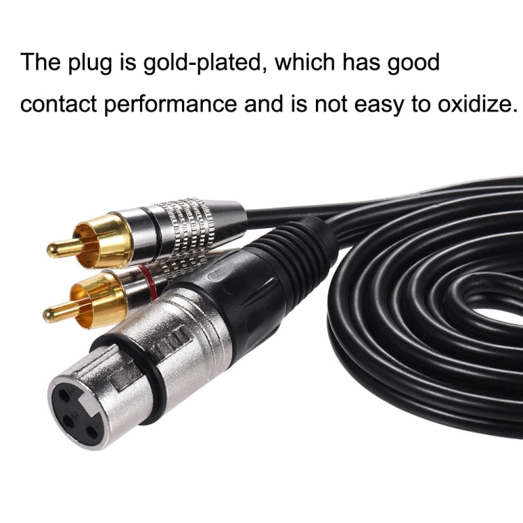 Cable de audio estéreo XLR hembra a 2RCA macho, longitud:, 0.5m, 1m, 1.5m, 2m, 3m, 5m, 8m, 10m