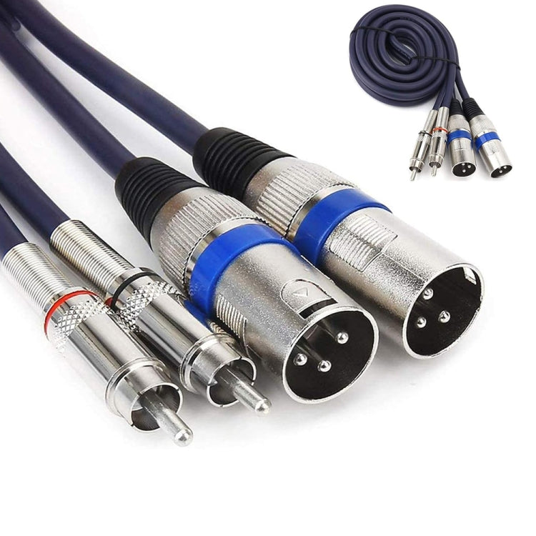2RCA macho 2XLR Caron macho altavoz Audio Balance Cable, longitud:, 0.5m, 1m, 1.5m, 2m, 3m, 5m, 10m, 20m
