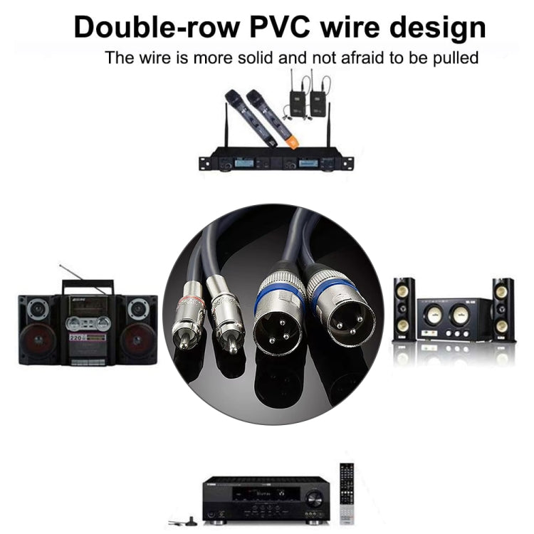 2RCA macho 2XLR Caron macho altavoz Audio Balance Cable, longitud:, 0.5m, 1m, 1.5m, 2m, 3m, 5m, 10m, 20m