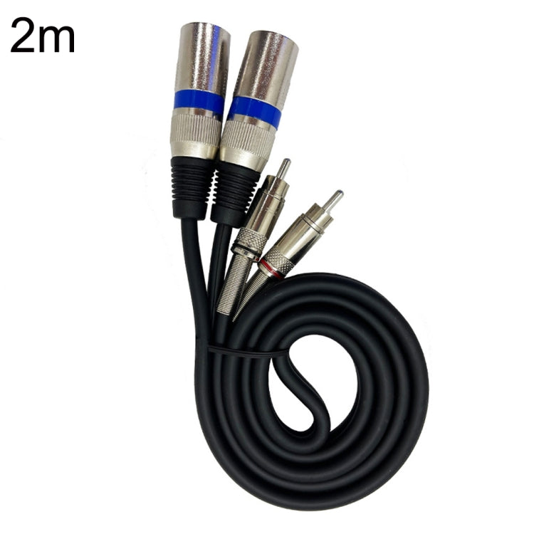 2RCA macho 2XLR Caron macho altavoz Audio Balance Cable, longitud:, 0.5m, 1m, 1.5m, 2m, 3m, 5m, 10m, 20m
