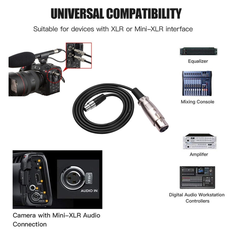 Cable de equilibrio Xlrmini Caron hembra a mini hembra para tarjeta de sonido de 48 V, cable de audio para micrófono, longitud:, 0.5m, 1m, 1.5m, 2m, 3m, 5m, 10m