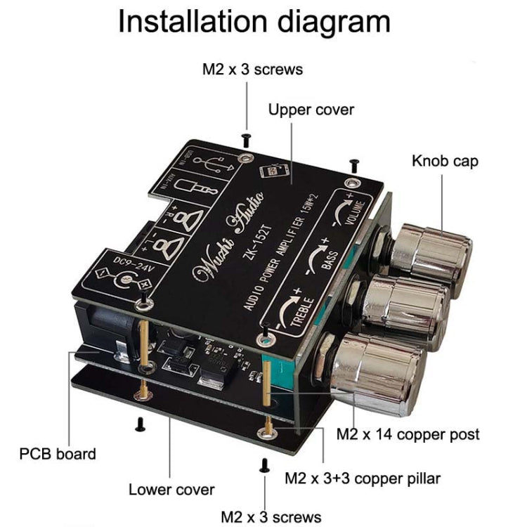 Mini Bluetooth 5.1 Recepción de módulo de audio con amplificador de potencia Digital D Estéreo de doble canal, ZK-LT21, ZK-152, ZK-152T, ZK-302, ZK-302T
