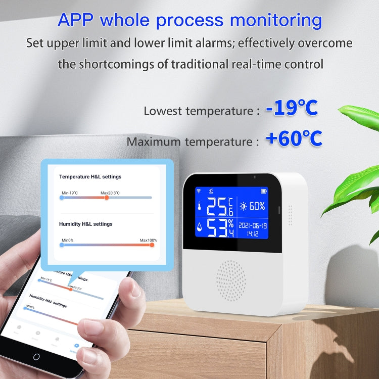 Sensor de temperatura y humedad WIFI Tuya con pantalla LCD de 2,9 pulgadas, especificaciones:, Only Sensor, With Sensing Line