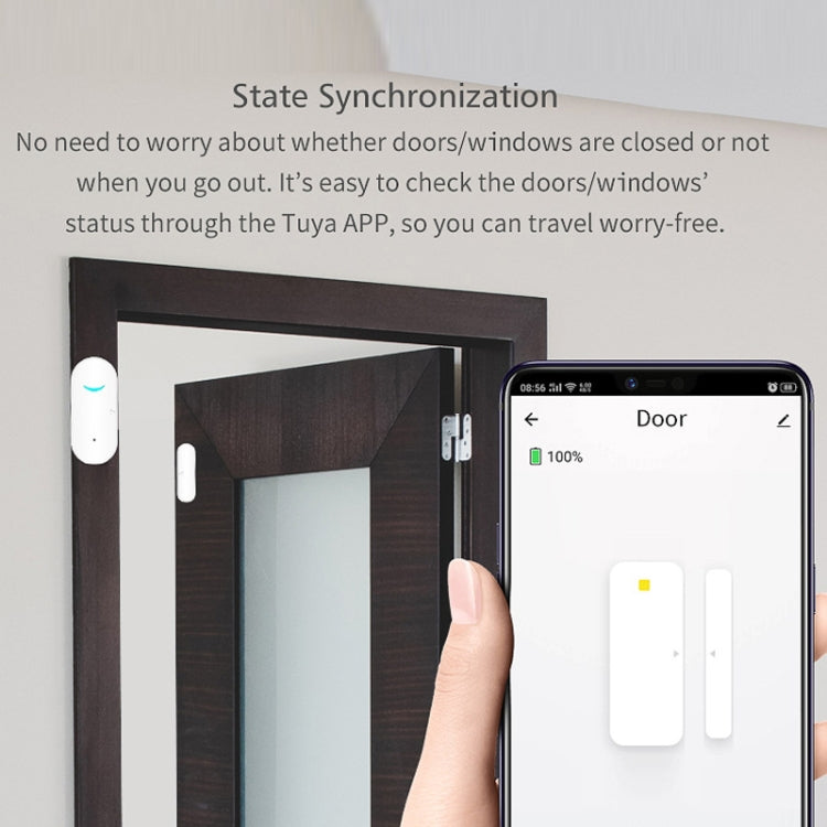 Sensor magnético de puerta WiFi Tuya, puertas de enlace inteligentes remotas, interruptor de Windows, alarma de recordatorio de aplicación antialarma, Tuya Door Magnetic Sensor
