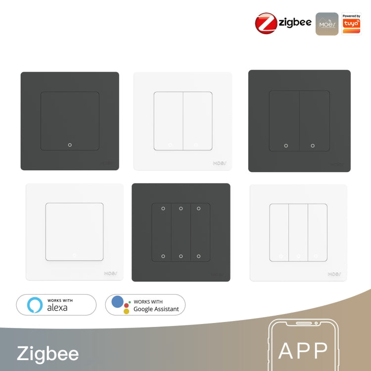 Tuya ZigBee Smart Single-fire Zero-fire Sharing Timing Voice Wall Switch Enchufe de la UE, estilo:, 1 Way (White), 2 Ways (White), 3  Ways (White), 4 Ways (White), 1 Way (Gray), 2 Ways (Gray), 3 Ways (Gray), 4 Ways (Gray), 1 Way (White Scene Casual Pos...