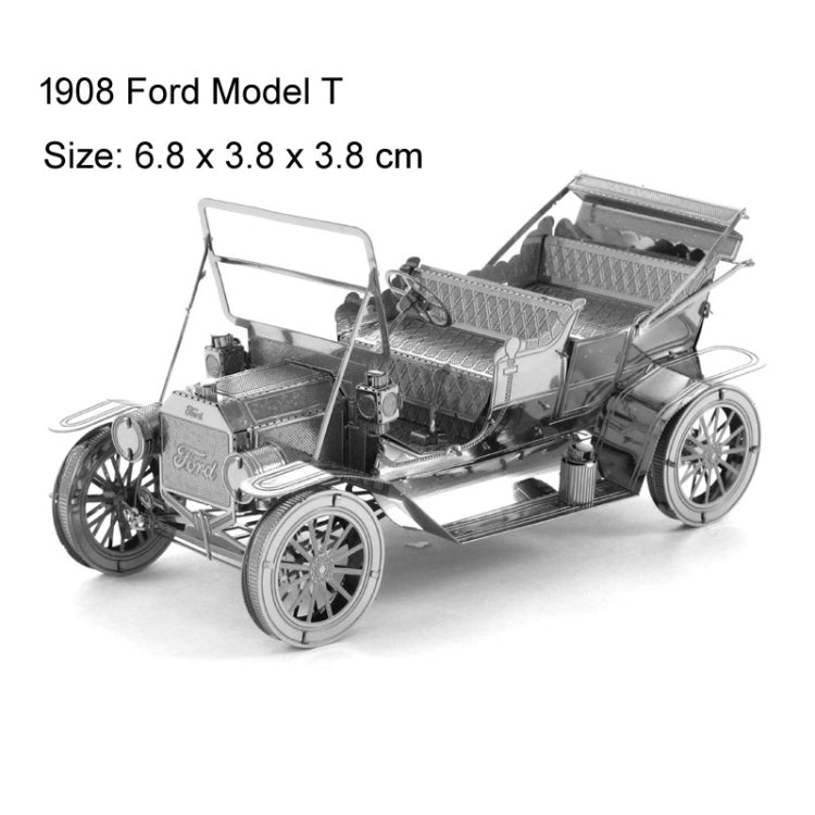 Juguete tridimensional del rompecabezas de DIY del modelo de la asamblea del coche del metal tridimensional 3D, 1908 T-shaped Cars, 1965 Mustang, Kart, BZS G500, Cable Car, Taxi, Fire Truck, Bullet Train, Nissans Coupe, D51 Train Head, KMK F450, MSL 3....