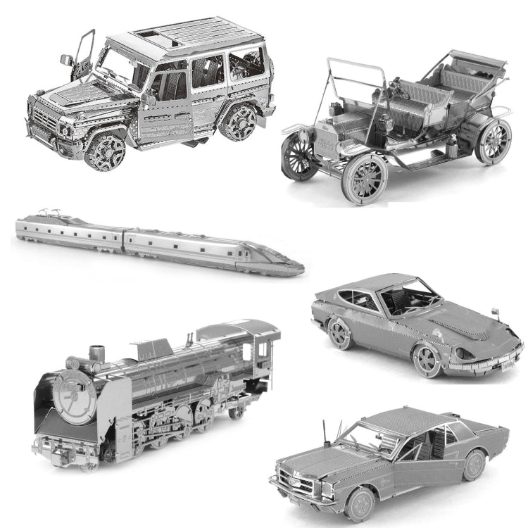 Juguete tridimensional del rompecabezas de DIY del modelo de la asamblea del coche del metal tridimensional 3D, 1908 T-shaped Cars, 1965 Mustang, Kart, BZS G500, Cable Car, Taxi, Fire Truck, Bullet Train, Nissans Coupe, D51 Train Head, KMK F450, MSL 3....