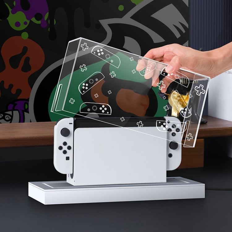 035 para Nintendo Switch/Consola de juegos Oled Pantalla Base luminosa Cubierta a prueba de polvo, Especificaciones:, Light Base, Transparent, White Label, Black Label, Handle, Jet Warrior, Noble, Gengar