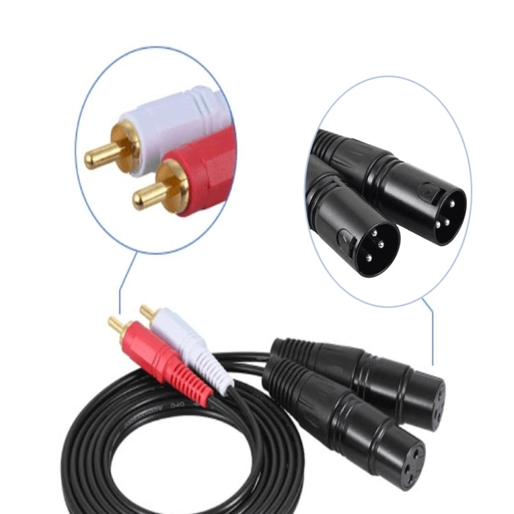 2RCA a 2XLR Altavoz Canon Cable Audio Balance Cable, 0.5m, 1m, 1.5m, 3m
