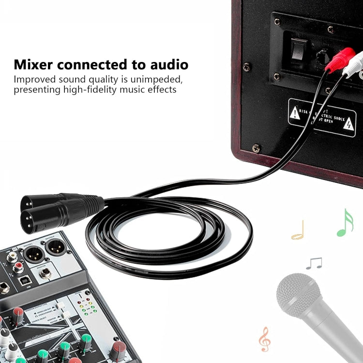 2RCA a 2XLR Altavoz Canon Cable Audio Balance Cable, 0.5m, 1m, 1.5m, 3m