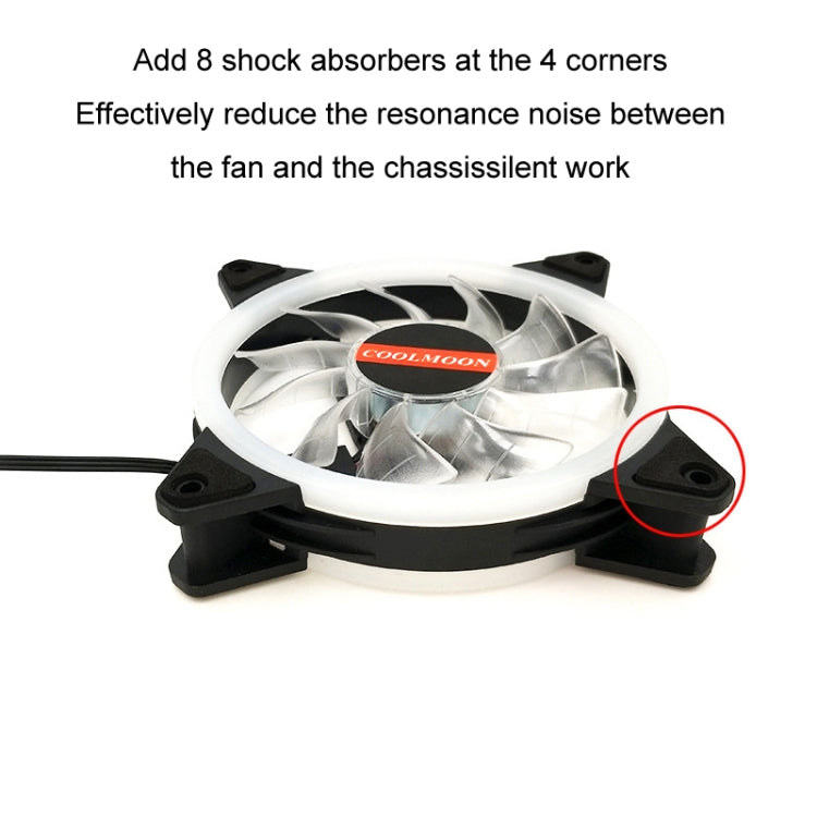 COOLMOON Ventilador de interfaz dual para chasis de computadora de doble apertura de 12 cm