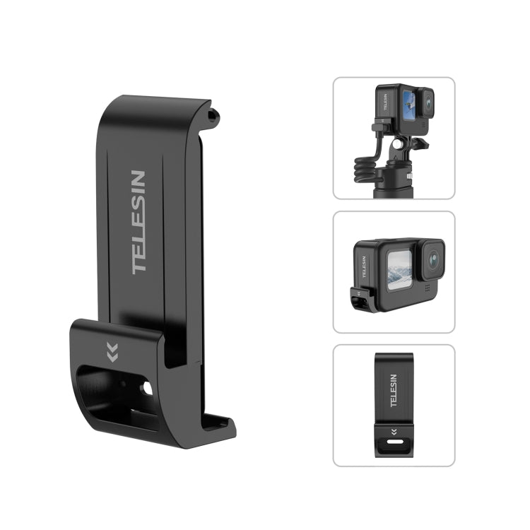Para GoPro Hero11 Black / HERO10 Black /9 Black TELESIN Cubierta lateral impermeable Fácil puerto de carga extraíble, For GoPro Hero11 Black / HERO10 Black /9 Black