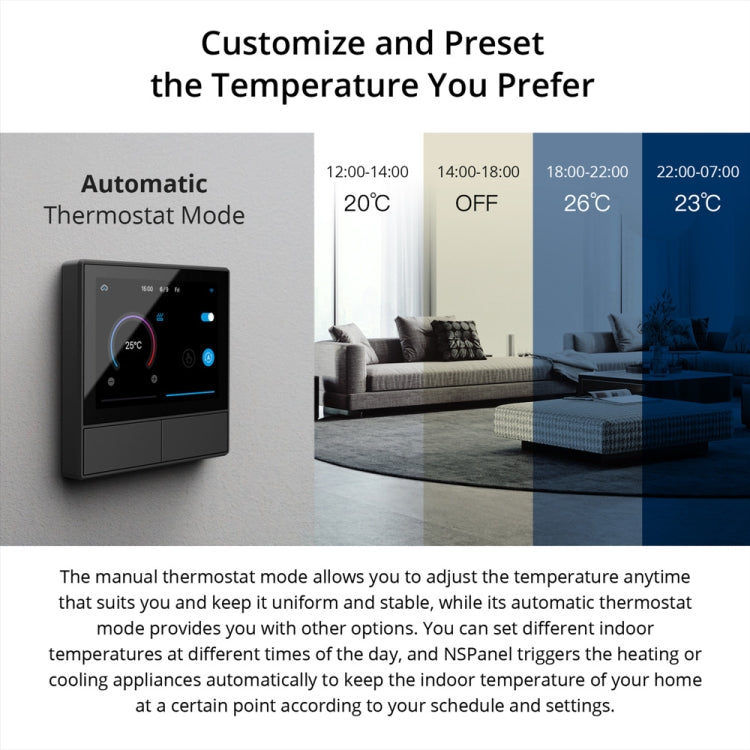 Sonoff NSPanel WiFi Escena inteligente Interruptor Termostato Temperatura Control todo en uno Pantalla táctil, EU Plug, US Plug