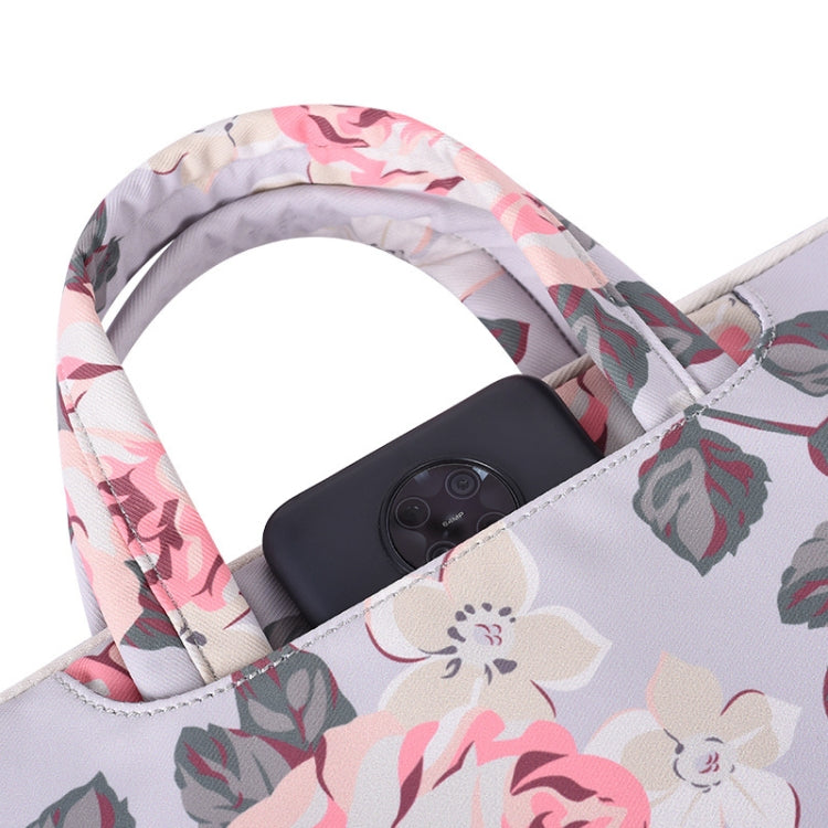 H40-B01 White Rose Pattern Laptop Case Bag Computer Liner Bag con asa, 12 Inch, 13 Inch, 14 Inch, 15 Inch
