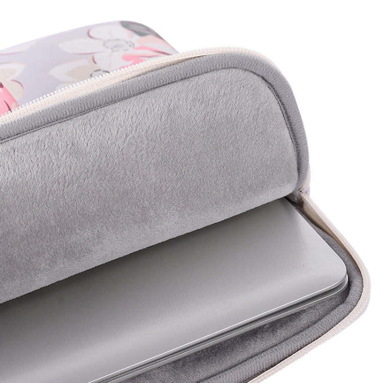 H40-B01 White Rose Pattern Laptop Case Bag Computer Liner Bag con asa, 12 Inch, 13 Inch, 14 Inch, 15 Inch