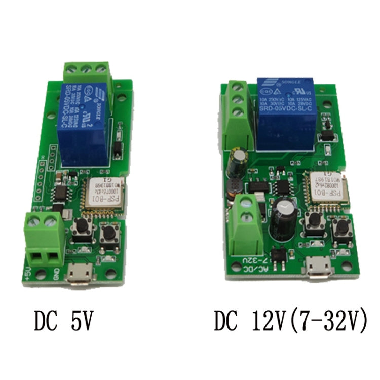 El módulo de relé de interruptor inteligente de sincronización remota inalámbrica WiFi de un solo canal de Sonoff funciona, 5V, 12V