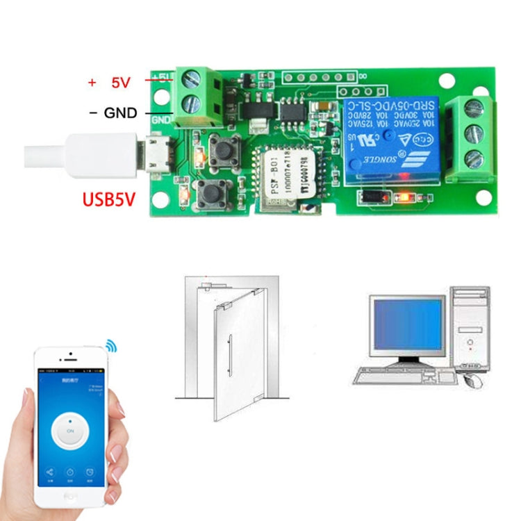 El módulo de relé de interruptor inteligente de sincronización remota inalámbrica WiFi de un solo canal de Sonoff funciona, 5V, 12V