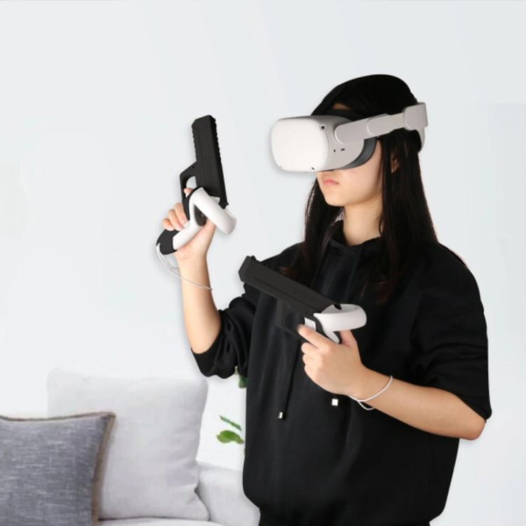 Para Oculus Quest 2 VR Controller 1 par de soporte de mango de disparo resistente, Black