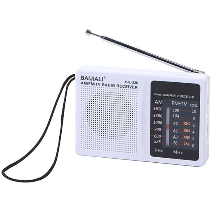 BAIJIALI BJL228 Retro portátil de dos bandas FM AM Radio altavoz incorporado, BJL228 White, BJL228 Black