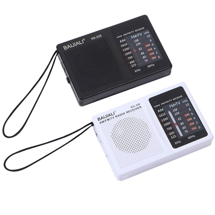 BAIJIALI BJL228 Retro portátil de dos bandas FM AM Radio altavoz incorporado, BJL228 White, BJL228 Black