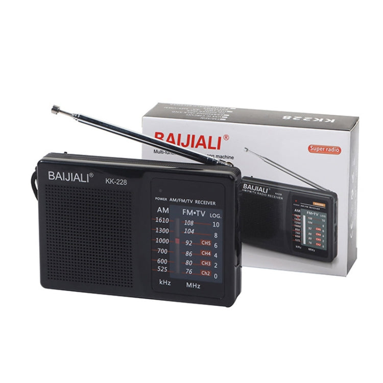 BAIJIALI BJL228 Retro portátil de dos bandas FM AM Radio altavoz incorporado, BJL228 White, BJL228 Black