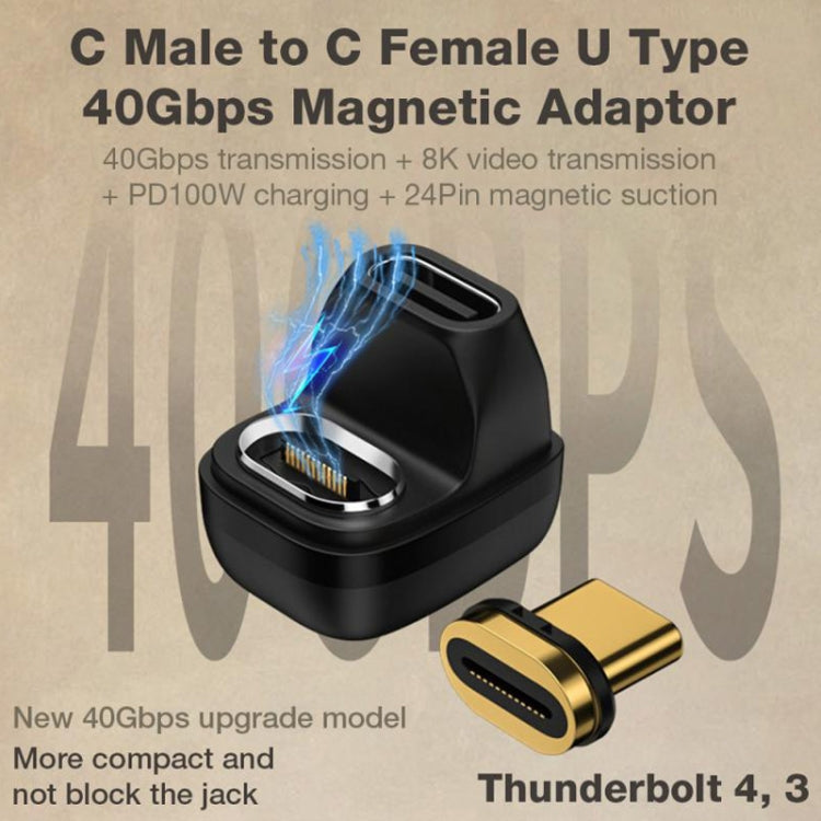 Adaptador magnético Tipo-C/USB-C Codo en forma de U Convertidor de 40GB, 4.0 Magnetic