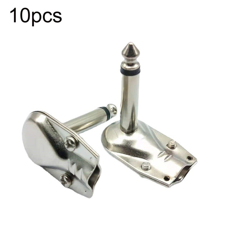 10 Uds 6,35mm ángulo recto guitarra enchufe Audio micrófono amplificador conector, Mono, Binaural