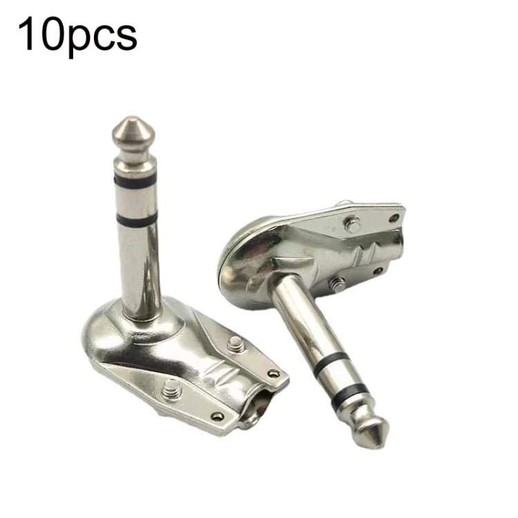 10 Uds 6,35mm ángulo recto guitarra enchufe Audio micrófono amplificador conector, Mono, Binaural