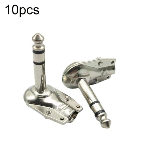 10 Uds 6,35mm ángulo recto guitarra enchufe Audio micrófono amplificador conector, Mono, Binaural