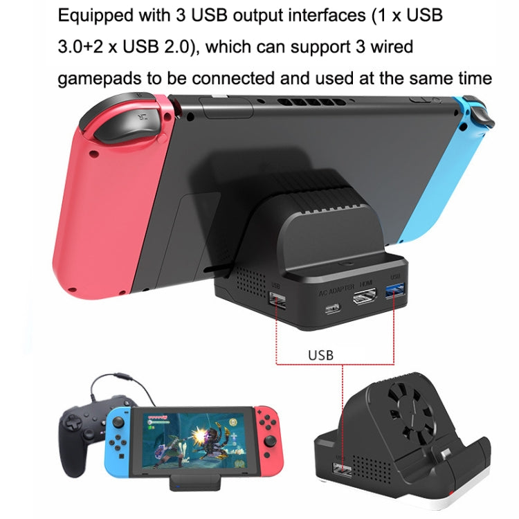 Para Nintendo Switch/Switch OLED SW300 HDMI Video Casting Converter Refrigeración Ventilador Base Cargador, Cooling Fan Base Charger