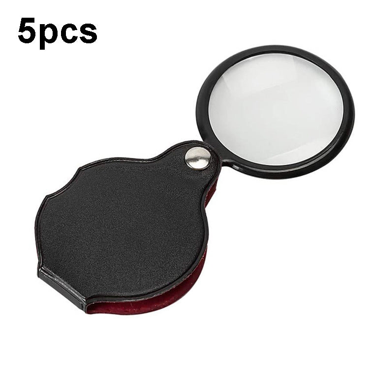 5pcs 50mm 8X Mini lupa plegable de cuero, Leather Folding 8X