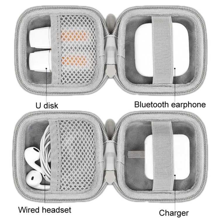Bolsa de almacenamiento de disco en U para cable de auriculares digitales de cuero Baona, Small Square Gray, Small Square Black, Rectangular Gray, Rectangular Black, Large Square Gray, Large Square Black