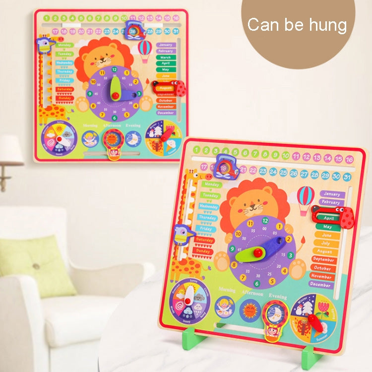 7 en 1 Calendario para niños y reloj de enseñanza Juguetes educativos, Lion