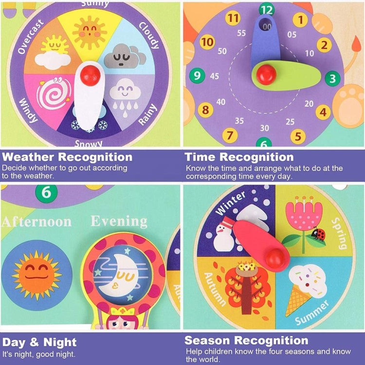 7 en 1 Calendario para niños y reloj de enseñanza Juguetes educativos, Lion