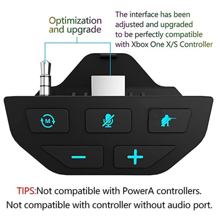 Para Microsoft Xbox One S / X / Elite HS-XO193A Gamepad Sound Enhancer Adaptador de auriculares convertidor de 3,5 mm, For Xbox One S / X / Elite