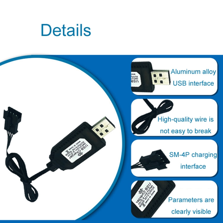 10pcs 7.4V 18650 Batería de litio Cable de carga USB