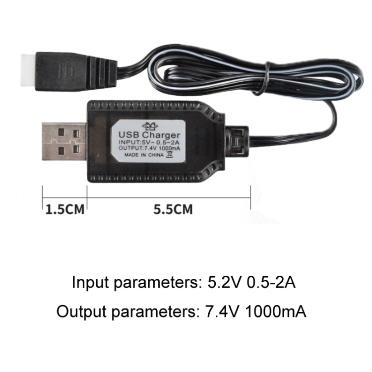Cargador de batería de litio de 7,4 V, 2 uds., accesorios para aviones de juguete, Cable de datos USB
