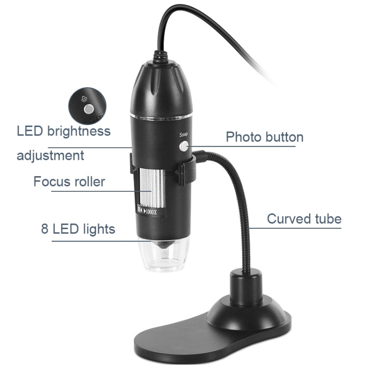 A8 50X-1000X USB soporte de manguera microscopio Digital luz LED microscopio portátil de mano, A8 50X-1000X