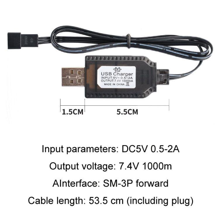 2 uds 7,4 V Smart Chip protección USB enchufe batería de litio Cable de carga