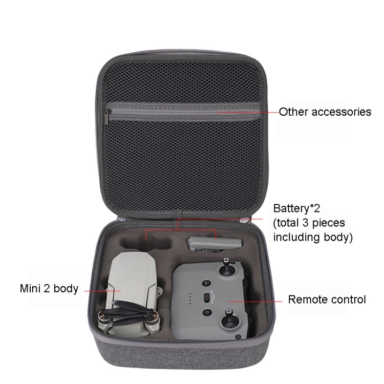 Para DJI Mavic Mini 2 Bolsa de almacenamiento de batería dual Estuche protector de mano, Light Grey