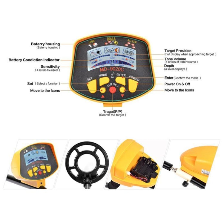 Detector de metales con pantalla LCD de alta sensibilidad MD9020C, MD9020C