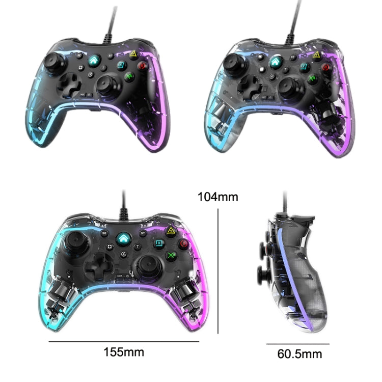 Mando con cable transparente S03 Glare para Nintendo Switch/Sony PS/ordenador